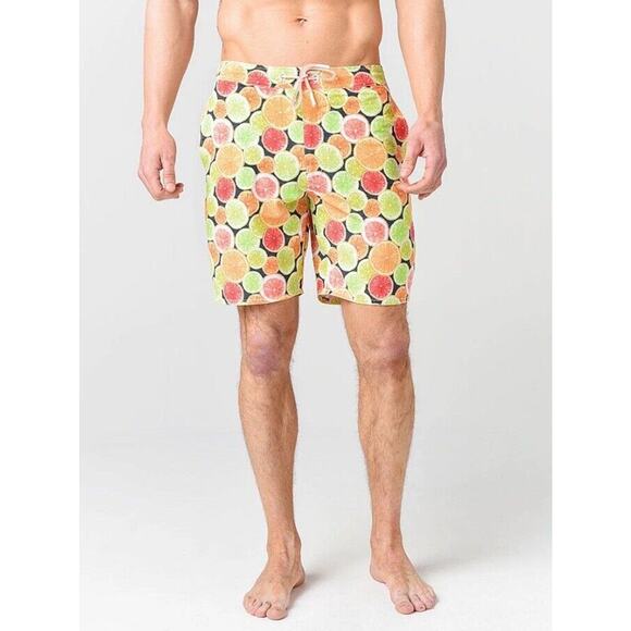 Johnnie-O Size Med Bridgetown Lemonade Board Short Swim Trunks 8.5 In $85 Orange - Picture 1 of 14